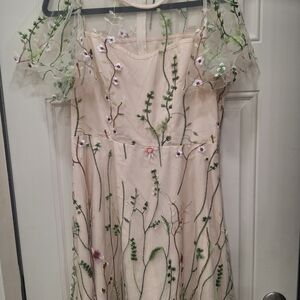 Floral Embroidered Cream Dress